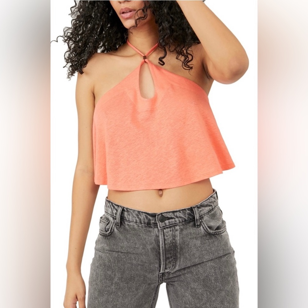 Free People Long Weekend Knit Halter Tank Top. Color: Watermelon